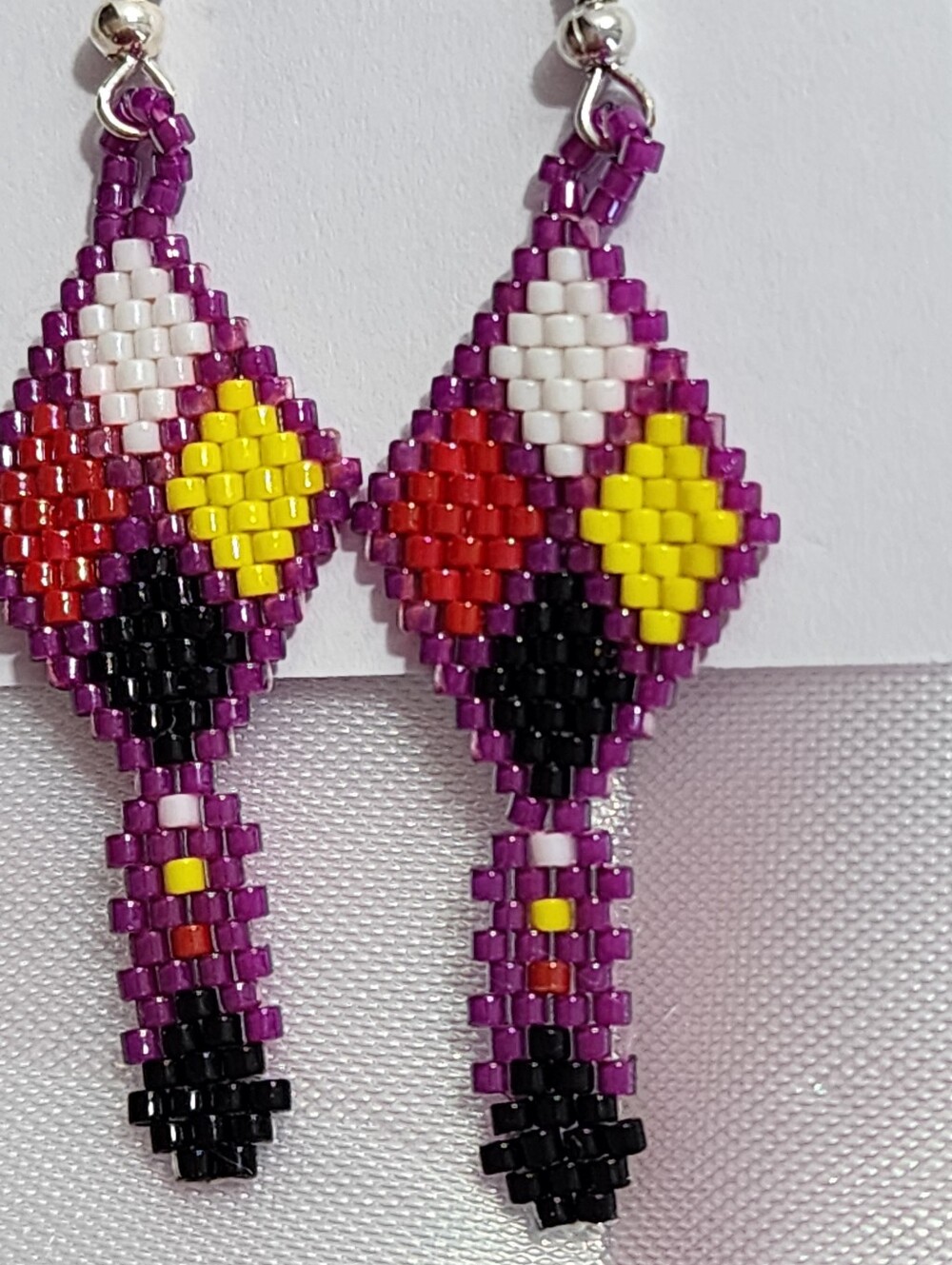 Authentic Native American Beaded Earrings Geometric Design  Western Jewelry Chic